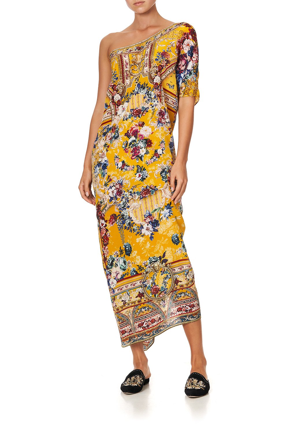 ROUND NECK KAFTAN CROWNED ROSES