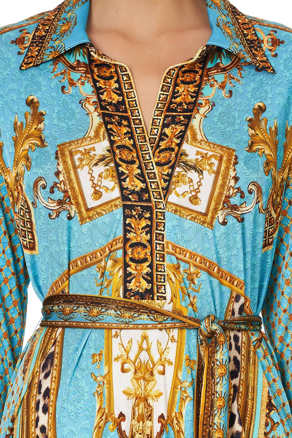 JERSEY SHIRT DRESS DRIPPING IN DECADENCE