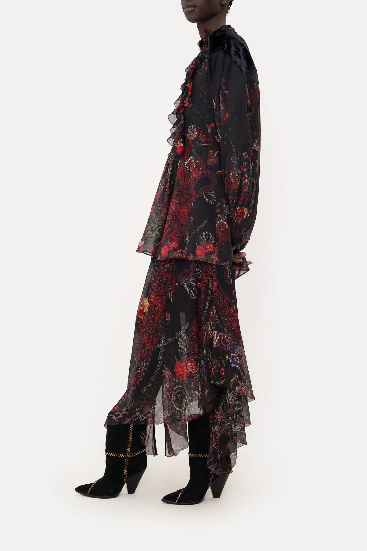 BLOUSON RUFFLE BLOUSE WOODSTOCK ROCK