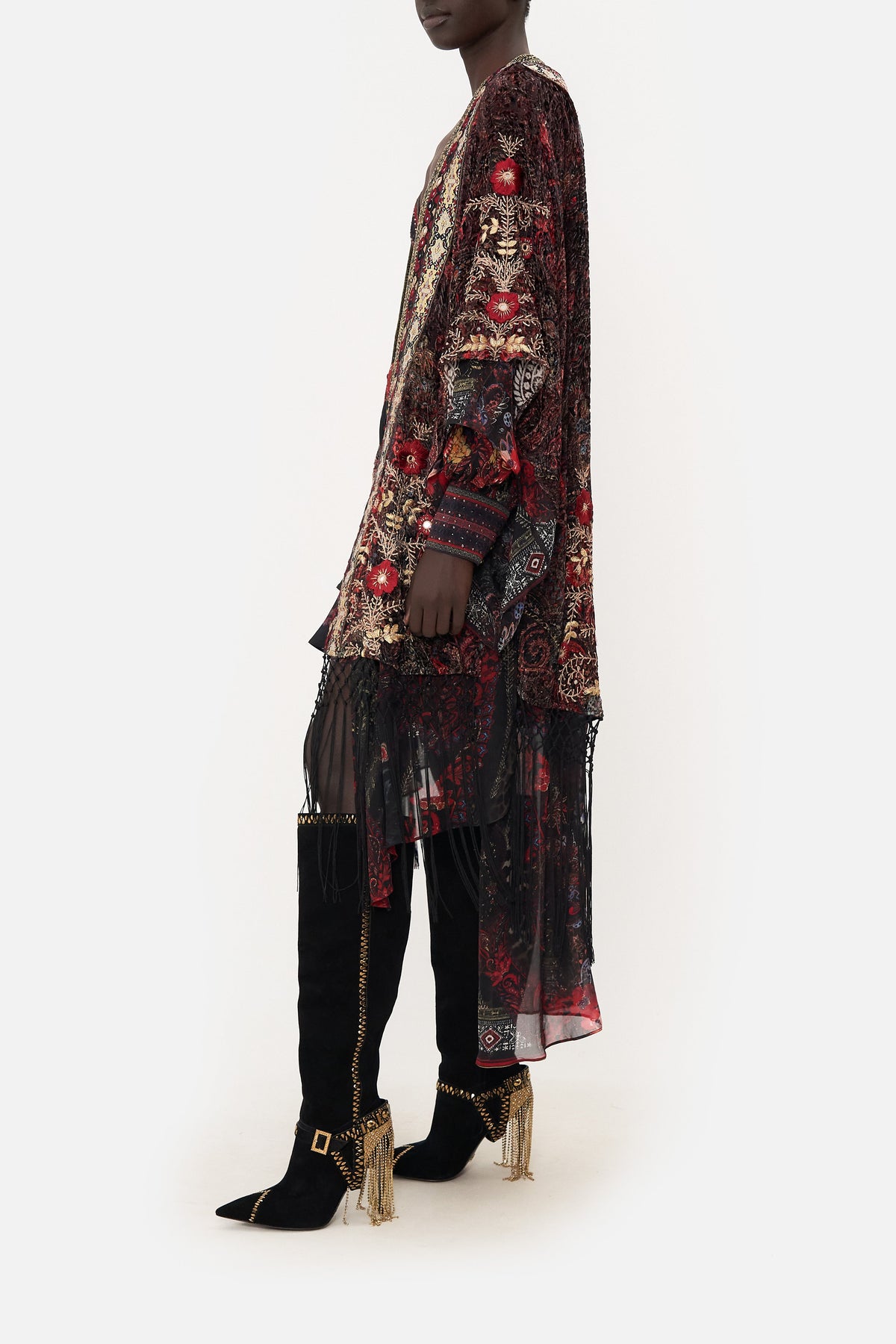 KIMONO WITH LONG UNDERLAYER WOODSTOCK ROCK