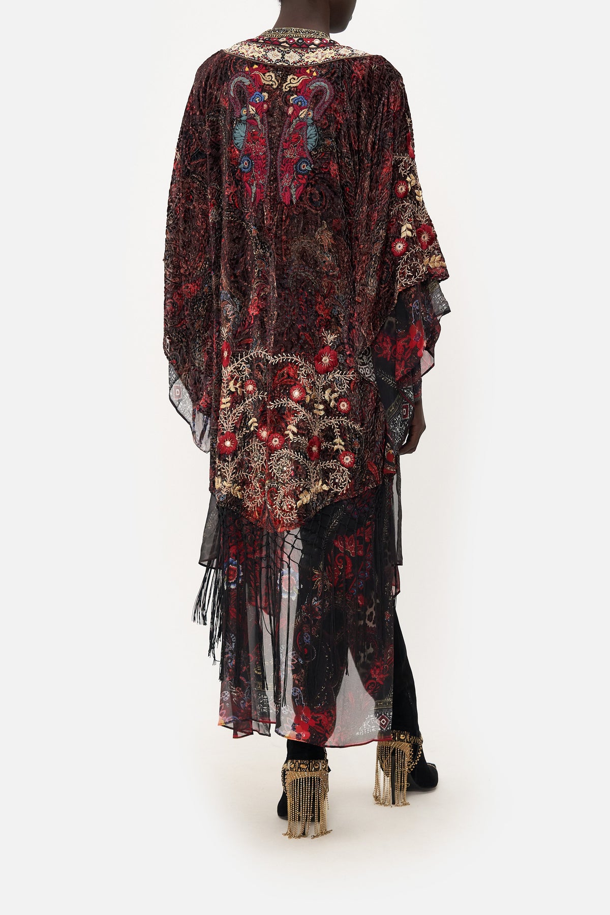 KIMONO WITH LONG UNDERLAYER WOODSTOCK ROCK