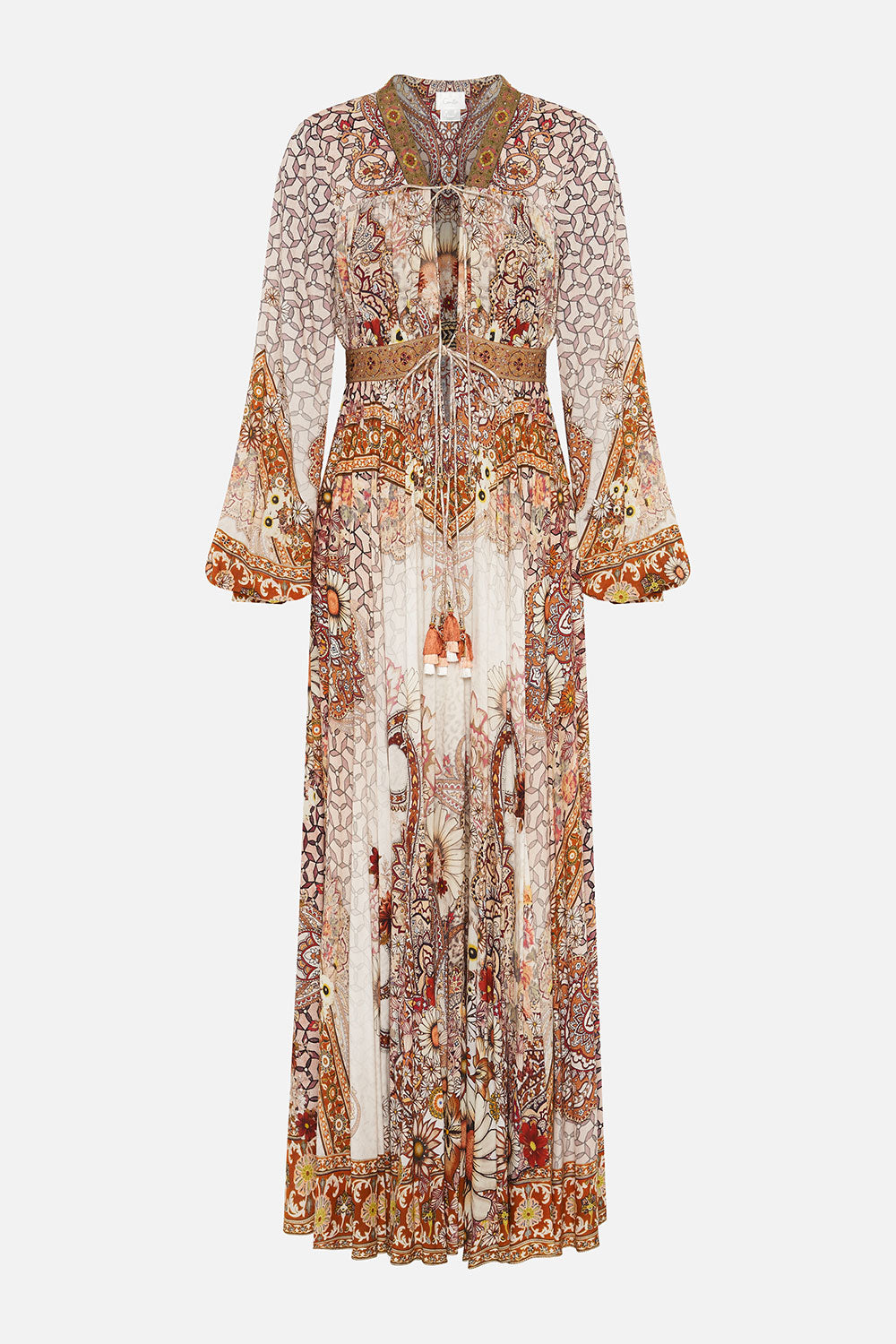 PEASANT DRESS WITH TIE FRONT HEART OF A HIPPIE