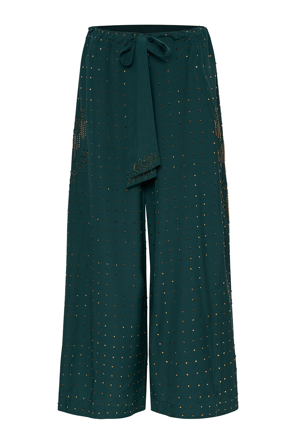 LOUNGE TROUSER WITH TIE WAIST LUXE EMERALD
