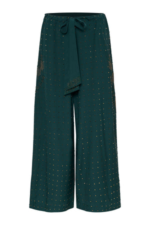 LOUNGE TROUSER WITH TIE WAIST LUXE EMERALD
