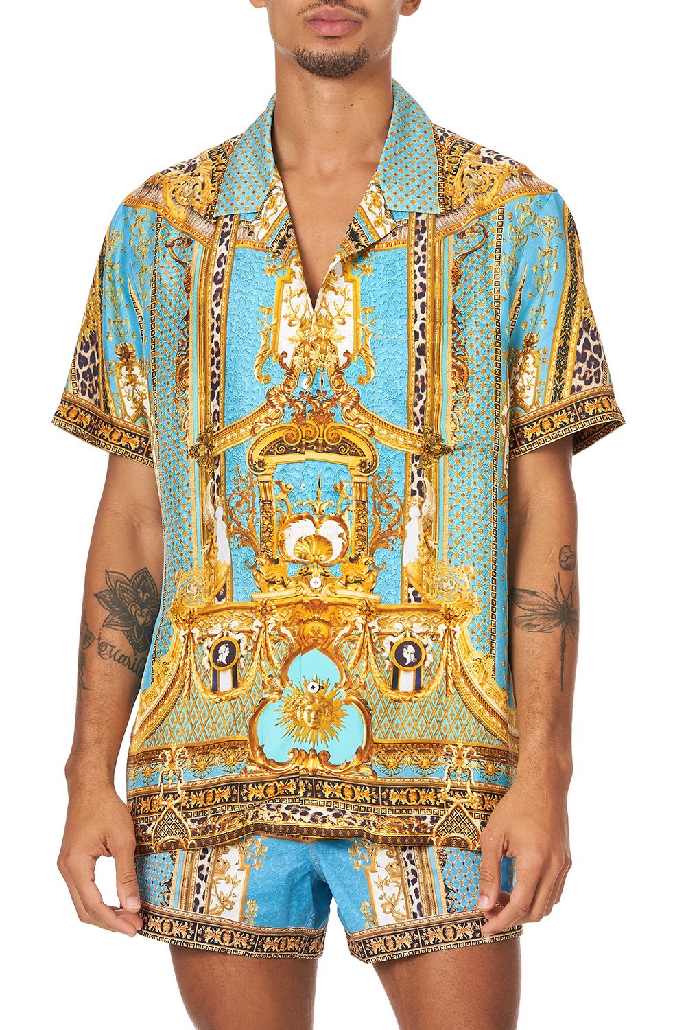 SHORT SLEEVE CAMP COLLARED SHIRT DRIPPING IN DECADENCE