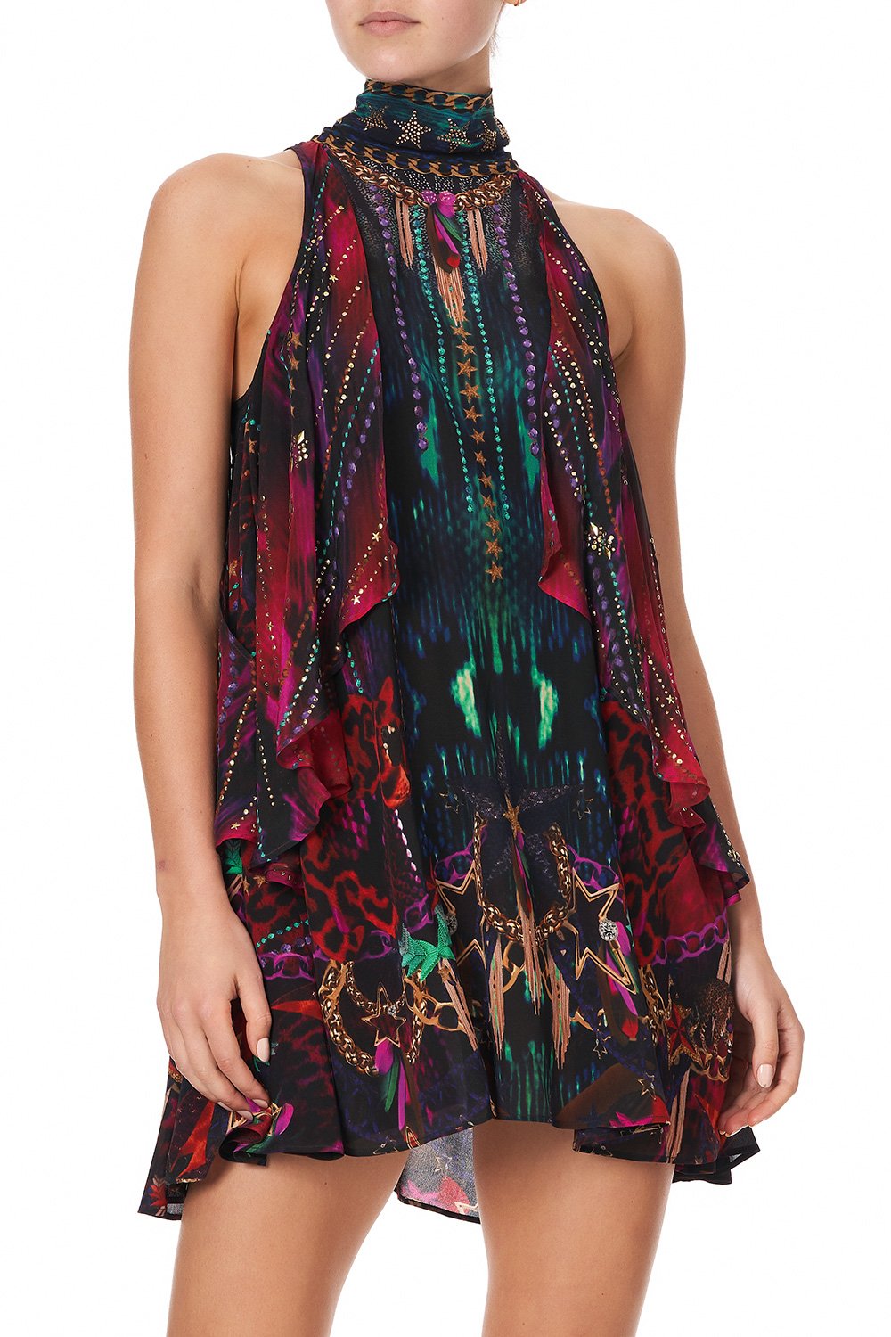 NECK TIE SHORT DRESS ROCKET WOMAN