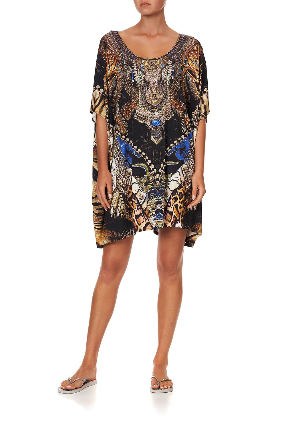 SHORT ROUND NECK LOUNGE KAFTAN DRAGON LADY