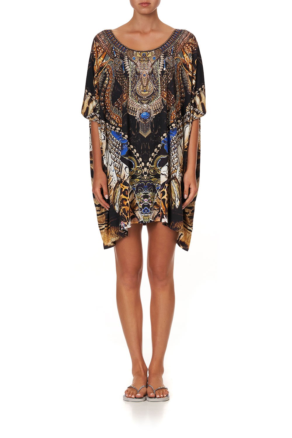 SHORT ROUND NECK LOUNGE KAFTAN DRAGON LADY