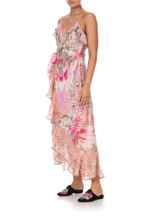LONG WRAP DRESS WITH FRILL DECO DARLING