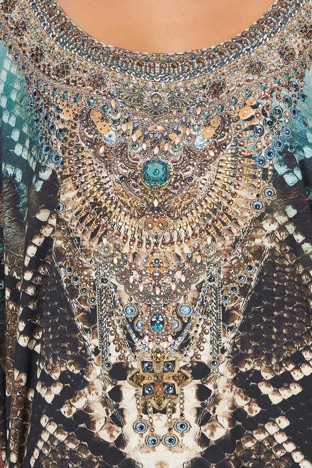 SHORT ROUND NECK LOUNGE KAFTAN PREY