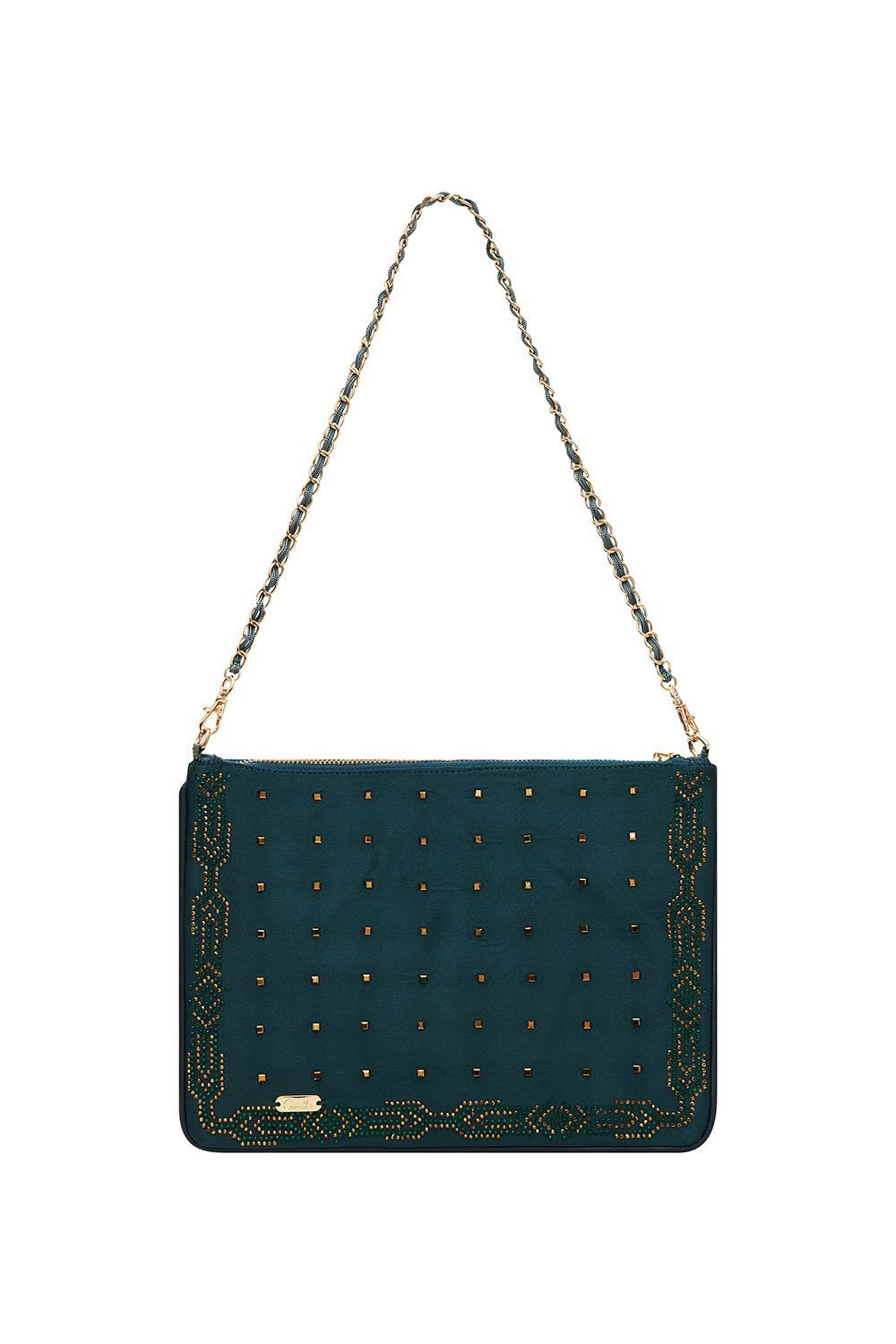 ZIP TOP CLUTCH CROSS BODY LUXE EMERALD