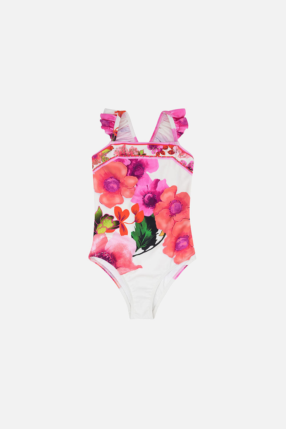 KIDS ONE PIECE WITH FRILL STRAP 4-10 PRETTY AS A POPPY