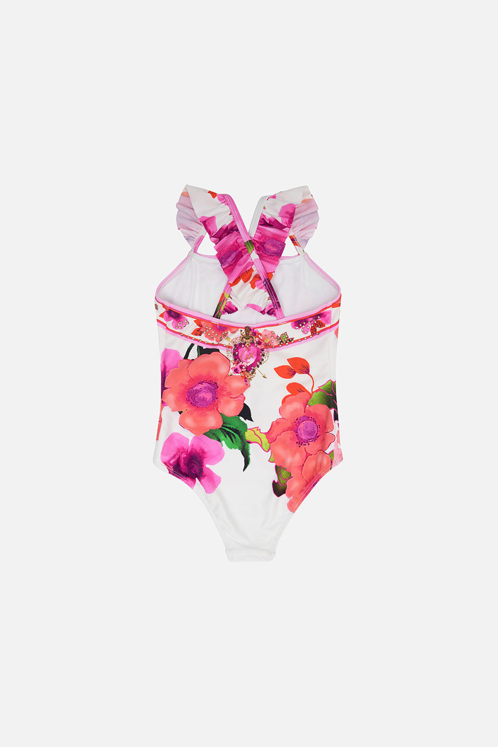 KIDS ONE PIECE WITH FRILL STRAP 4-10 PRETTY AS A POPPY