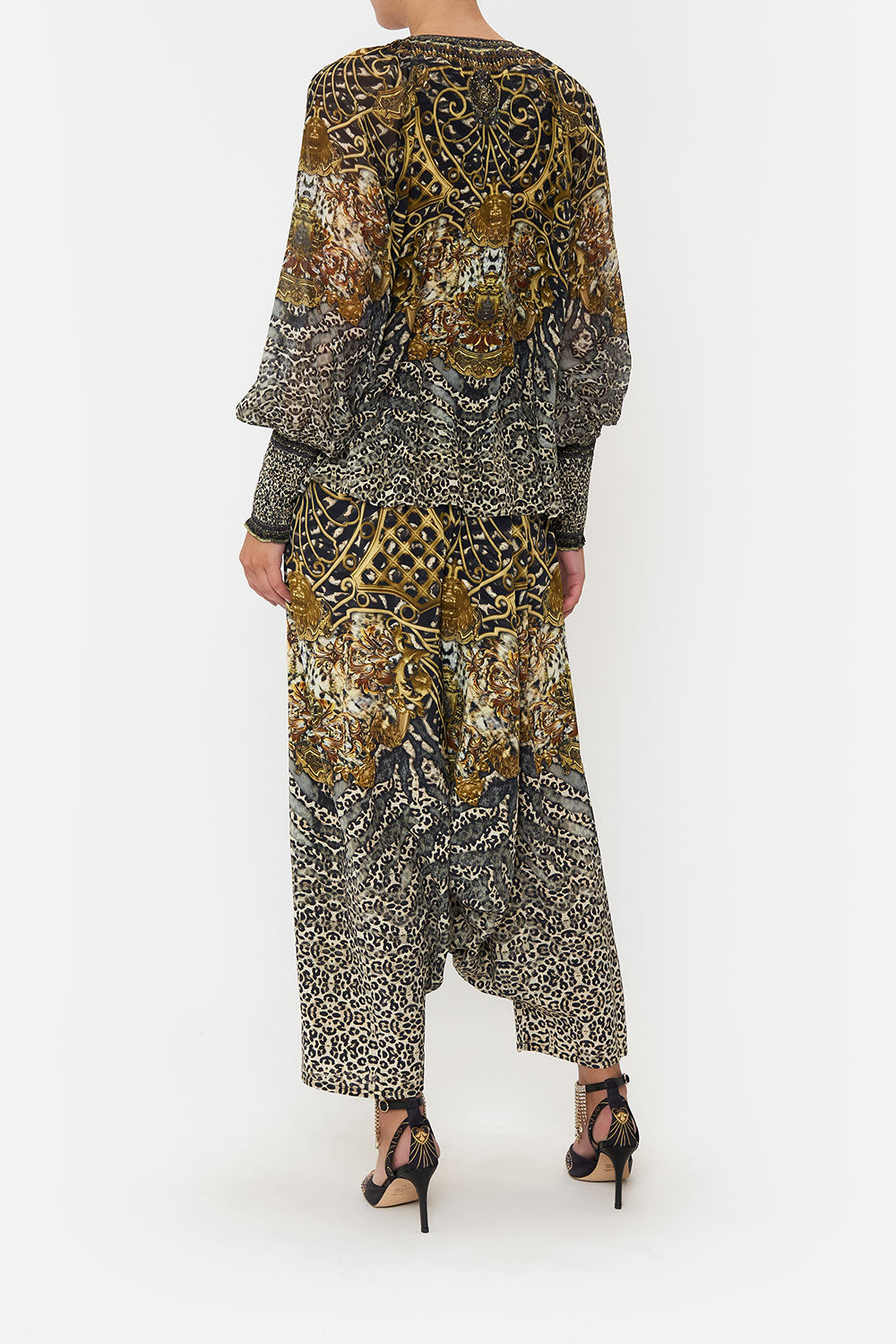 SHIRRED CUFF BLOUSE ARMADA