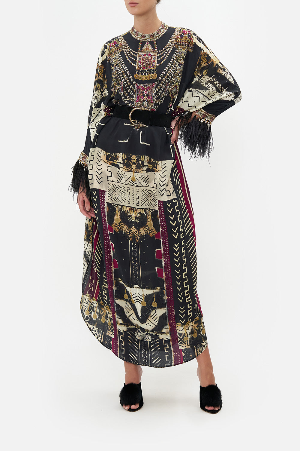 HIGH COLLAR KAFTAN WITH TIE DESERT DREAMS