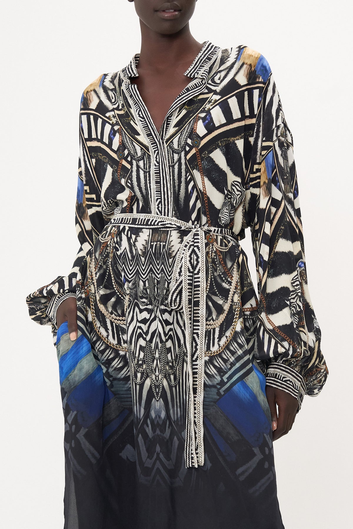 BLOUSON SLEEVE PLACKET DRESS KNIGHT OF THE WILD