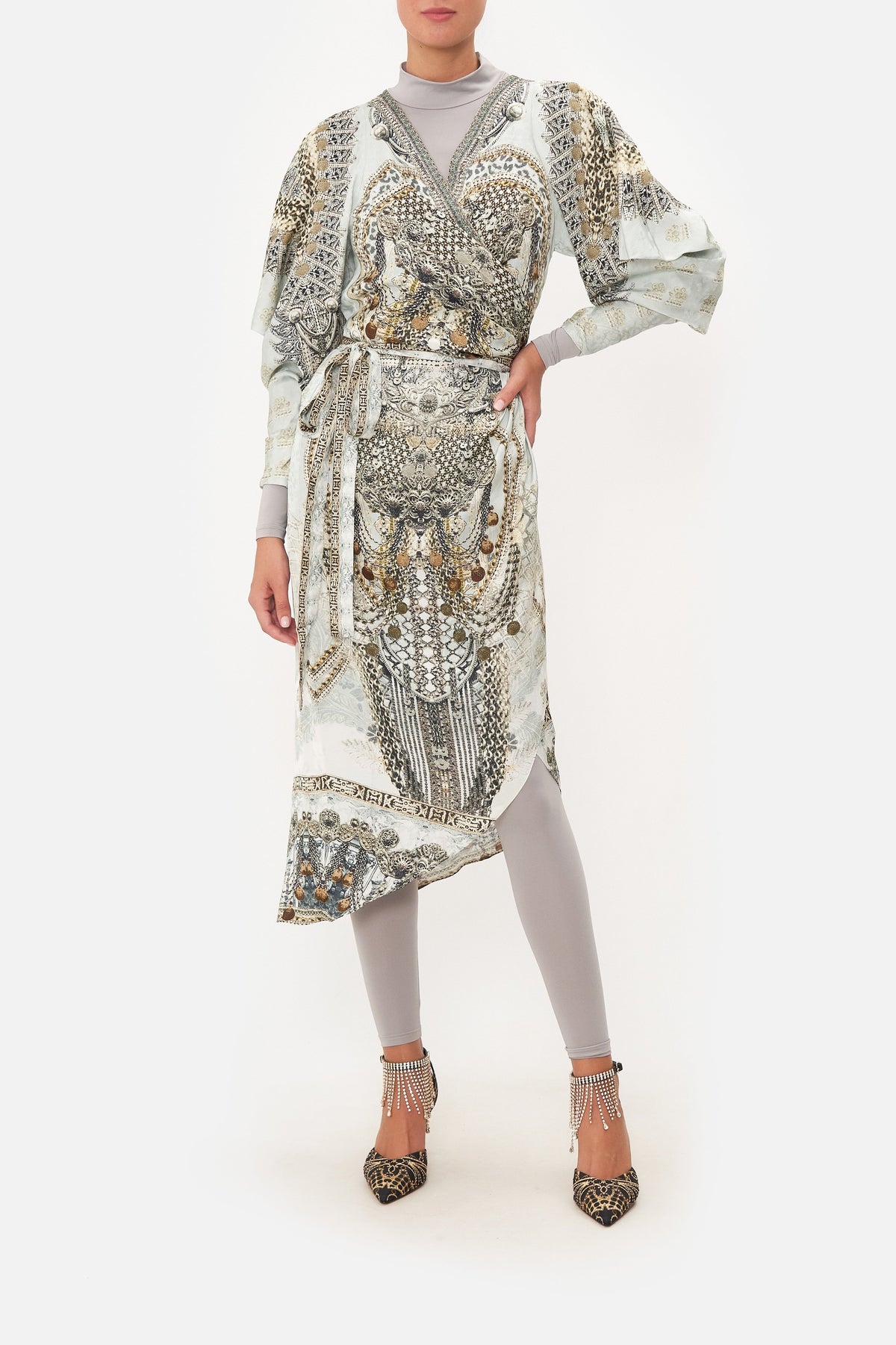 WRAP DRESS WITH DRAPED SLEEVE FREE ESPIRITU