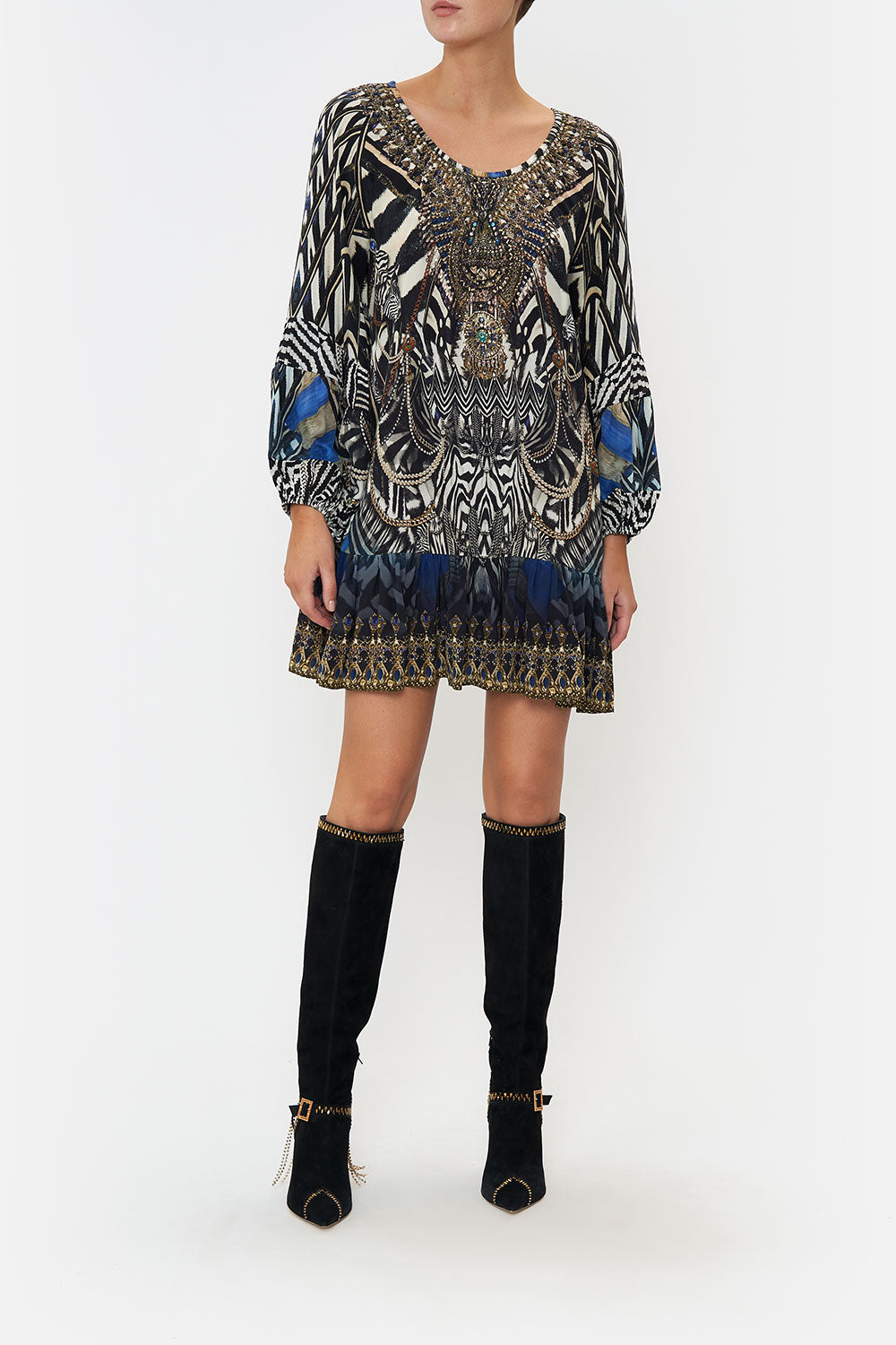 BLOUSON SLEEVE A LINE FRILL DRESS KNIGHT OF THE WILD