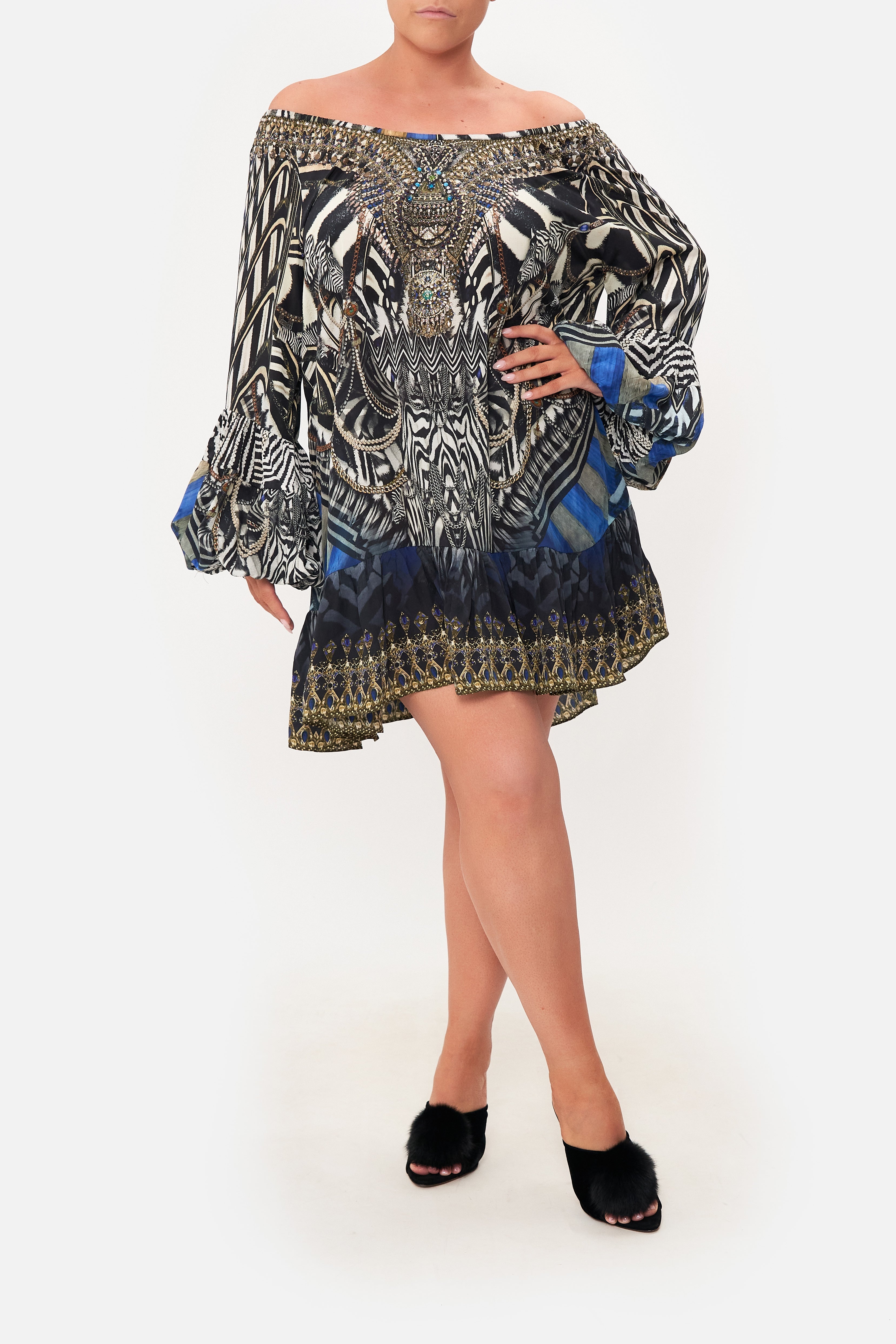 BLOUSON SLEEVE A LINE FRILL DRESS KNIGHT OF THE WILD