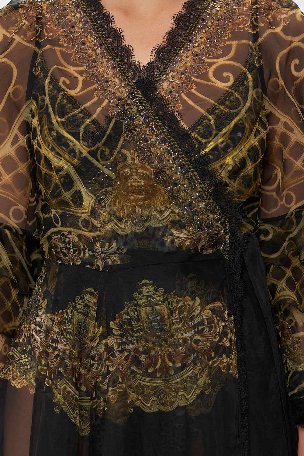 WRAP DRESS WRAP RUFFLE SLEEVE SHADOWS OF ARMADA