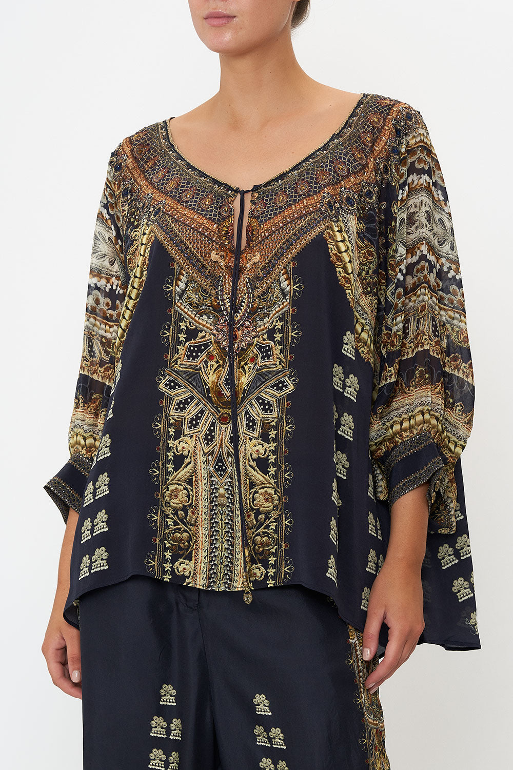 RAGLAN SLEEVE BLOUSE WITH CUFF ITS ALL OVER TORERO