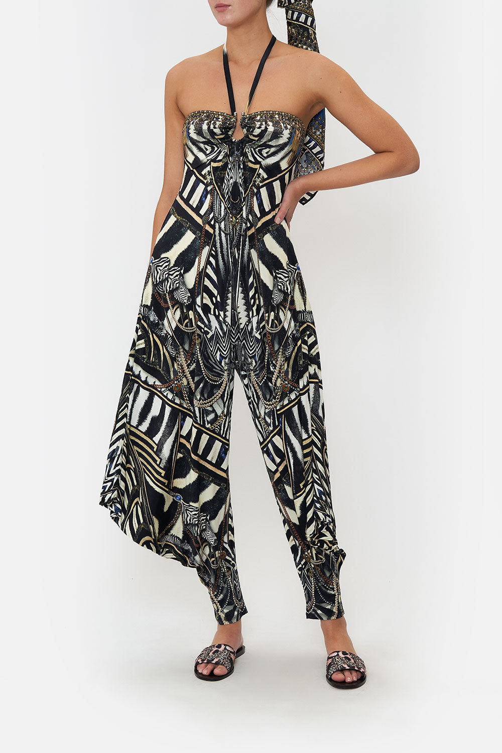 DRAPED PANT JUMPSUIT WITH HARDWARE KNIGHT OF THE WILD