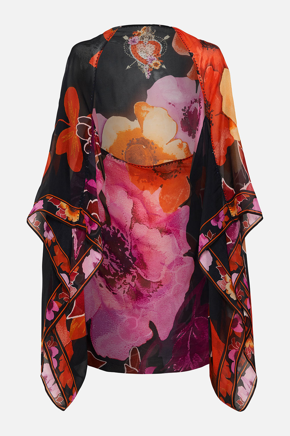 SILK SHRUG MIDNIGHT POPPY