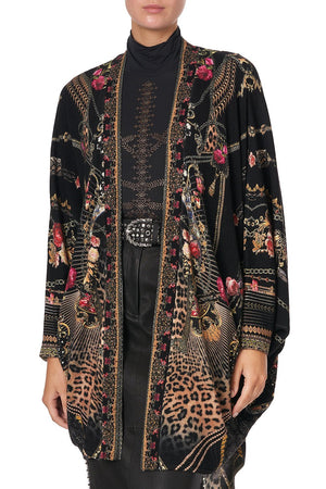 SOFT KNIT PONCHO WITH EMBROIDERY GOTHIC GODDESS