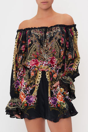 DROP SHOULDER FRILL PLAYSUIT DANCE WITH DUENDE