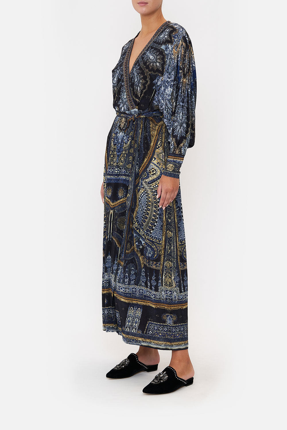 JERSEY WRAP DRESS WITH EXAGGERATED BLOUSON SLEEVE FOREVER FAMILY