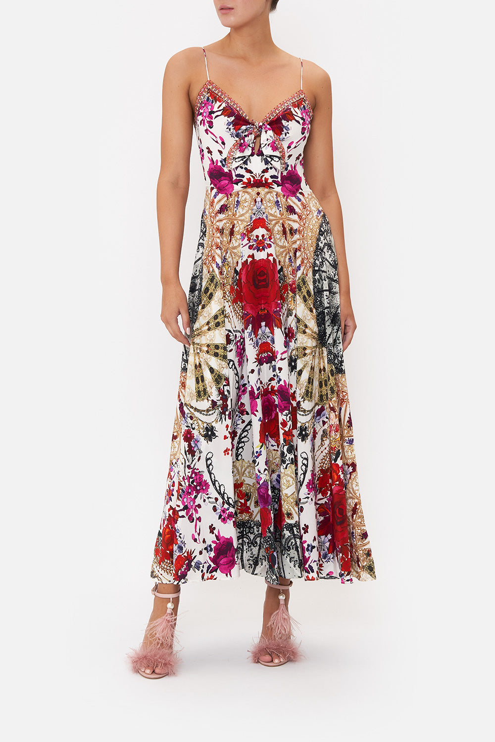 LONG BUTTON FRONT DRESS RITES OF ROSES