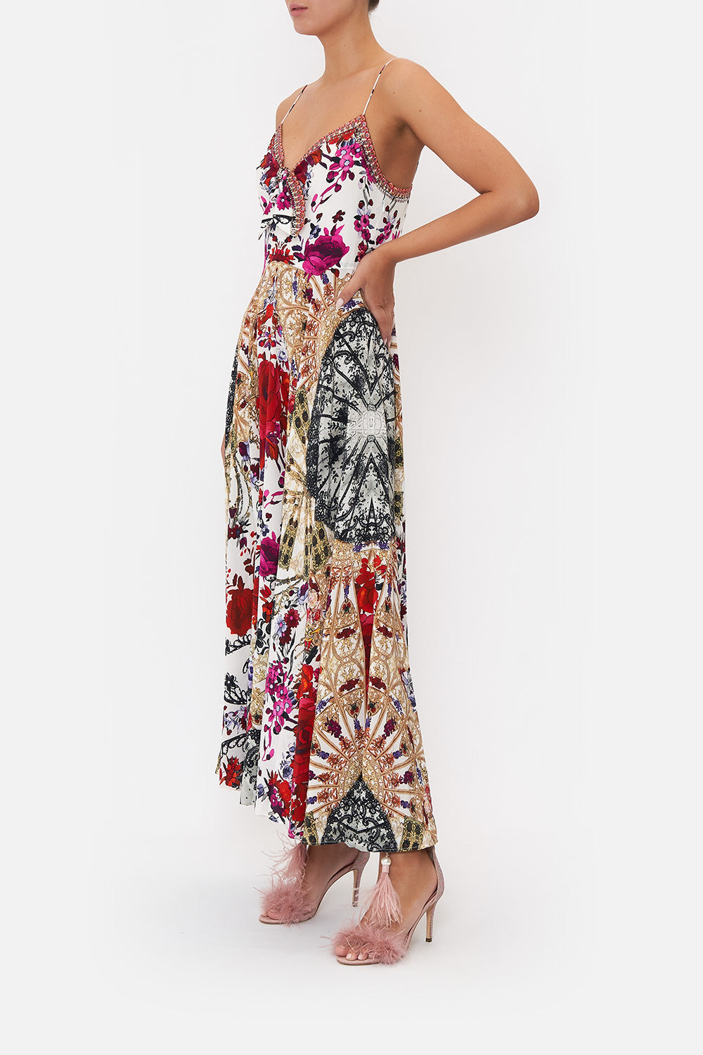 LONG DRESS WITH TIE FRONT REIGN OF ROSES