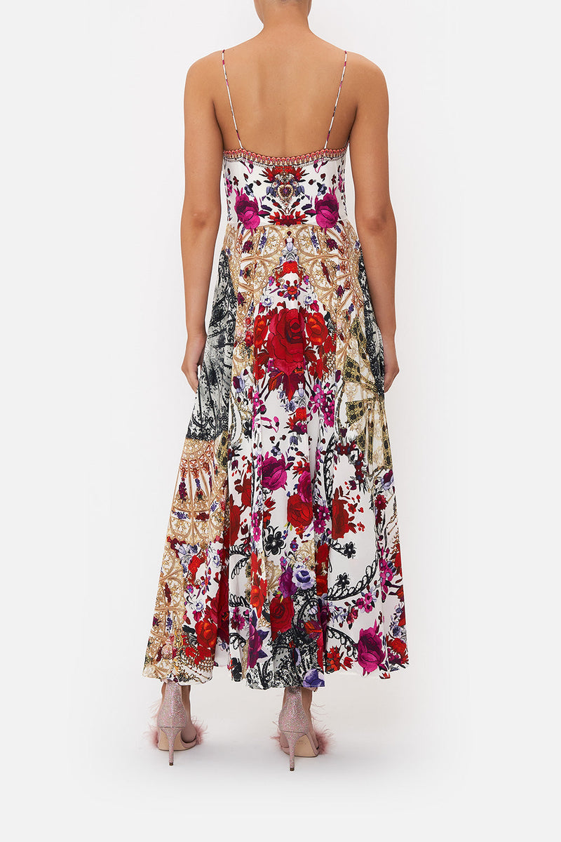 LONG DRESS WITH TIE FRONT REIGN OF ROSES – CAMILLA