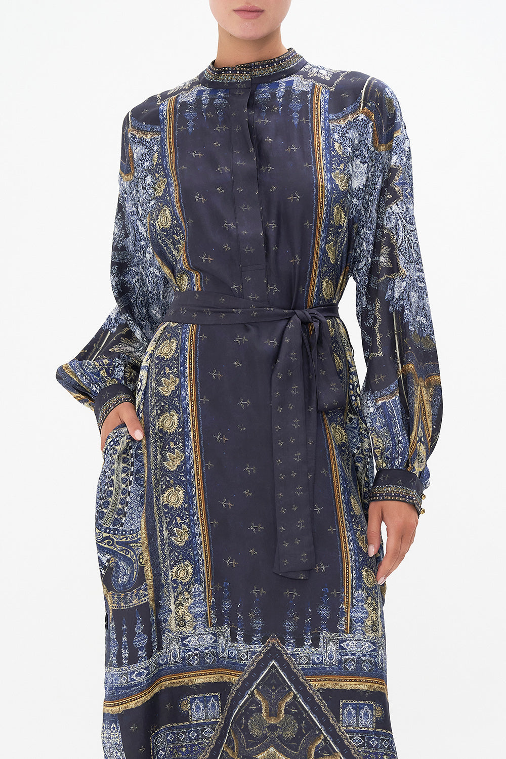 BLOUSON SLEEVE PLACKET DRESS FOREVER FAMILY