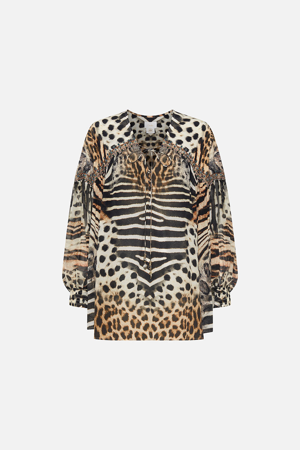 BLOUSON BLOUSE WITH NECK TIE FOR THE LOVE OF LEO