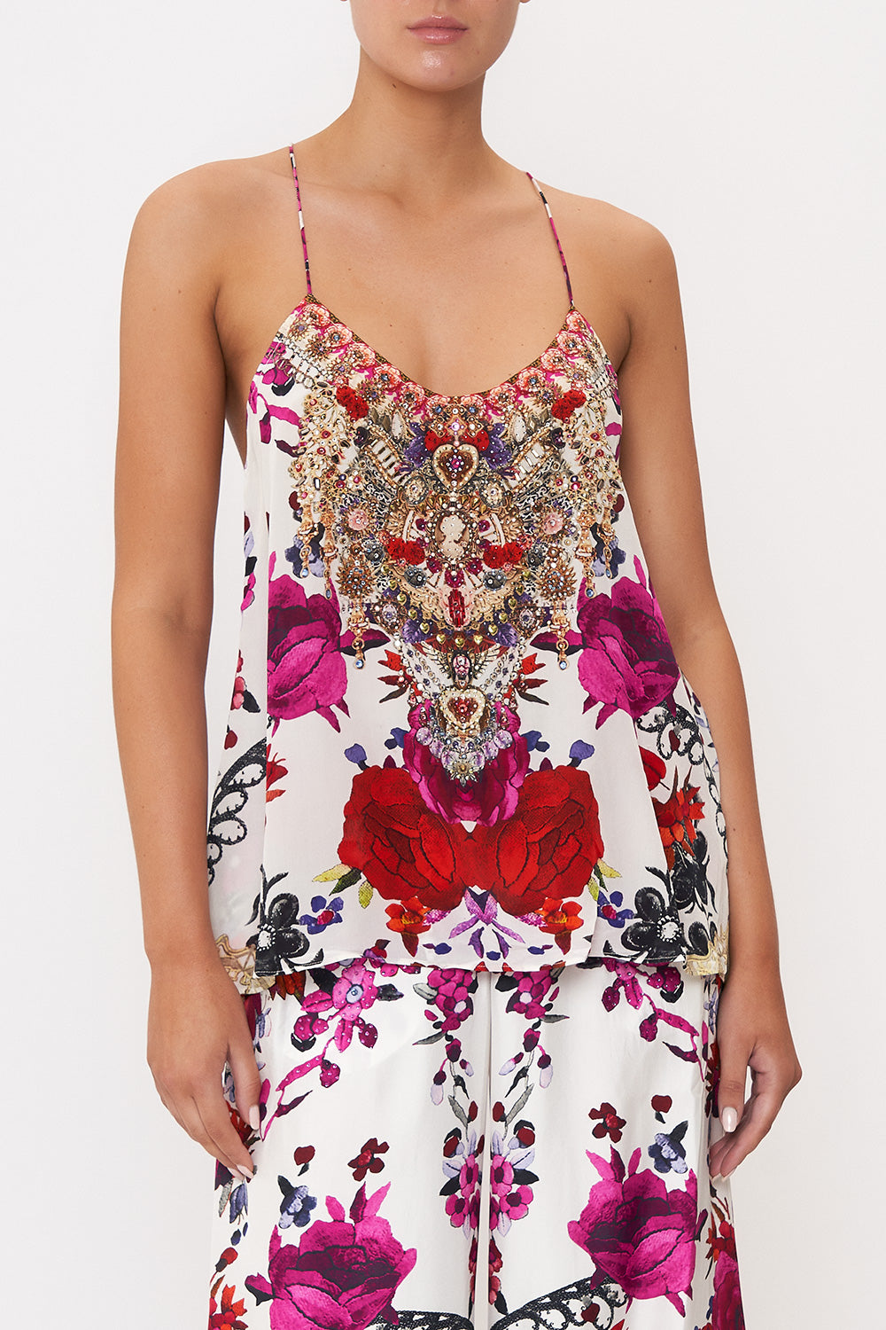 T BACK SHOESTRING TOP REIGN OF ROSES