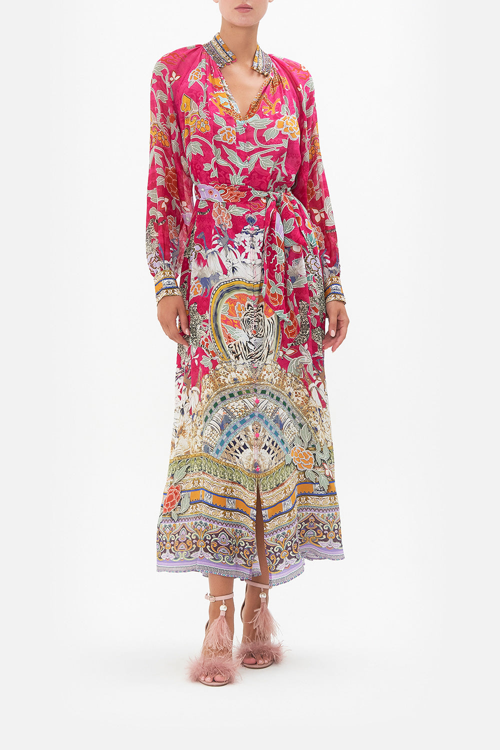 RAGLAN SLEEVE MIDI SHIRT DRESS TASTE OF TWILIGHT