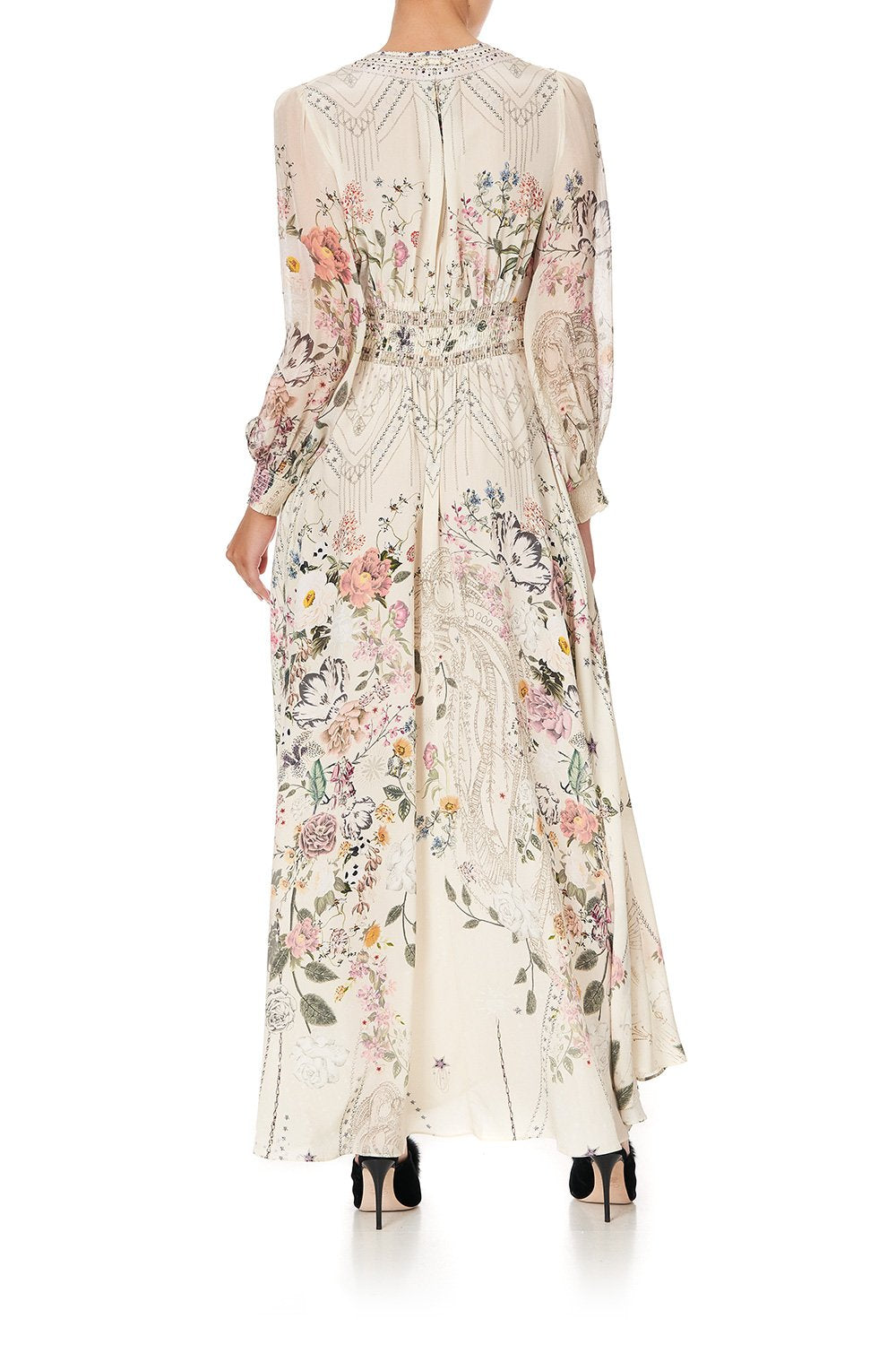 BUTTON DRESS WITH SHAPED WAISTBAND PHOENIX FLOWER