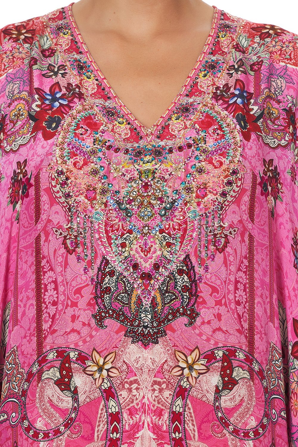 SLIM FIT KAFTAN WITH SPLIT PALISADES PAISLEY