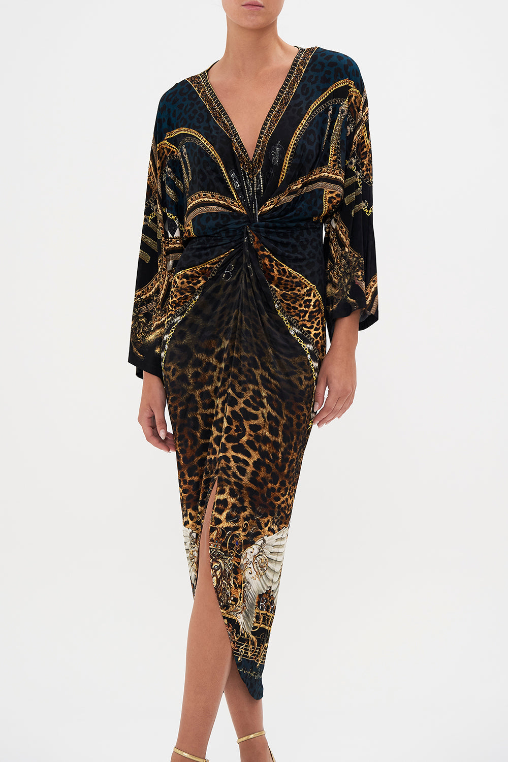 LONG SPLIT FRONT TWIST DRESS ROCKSTAR ROYALTY