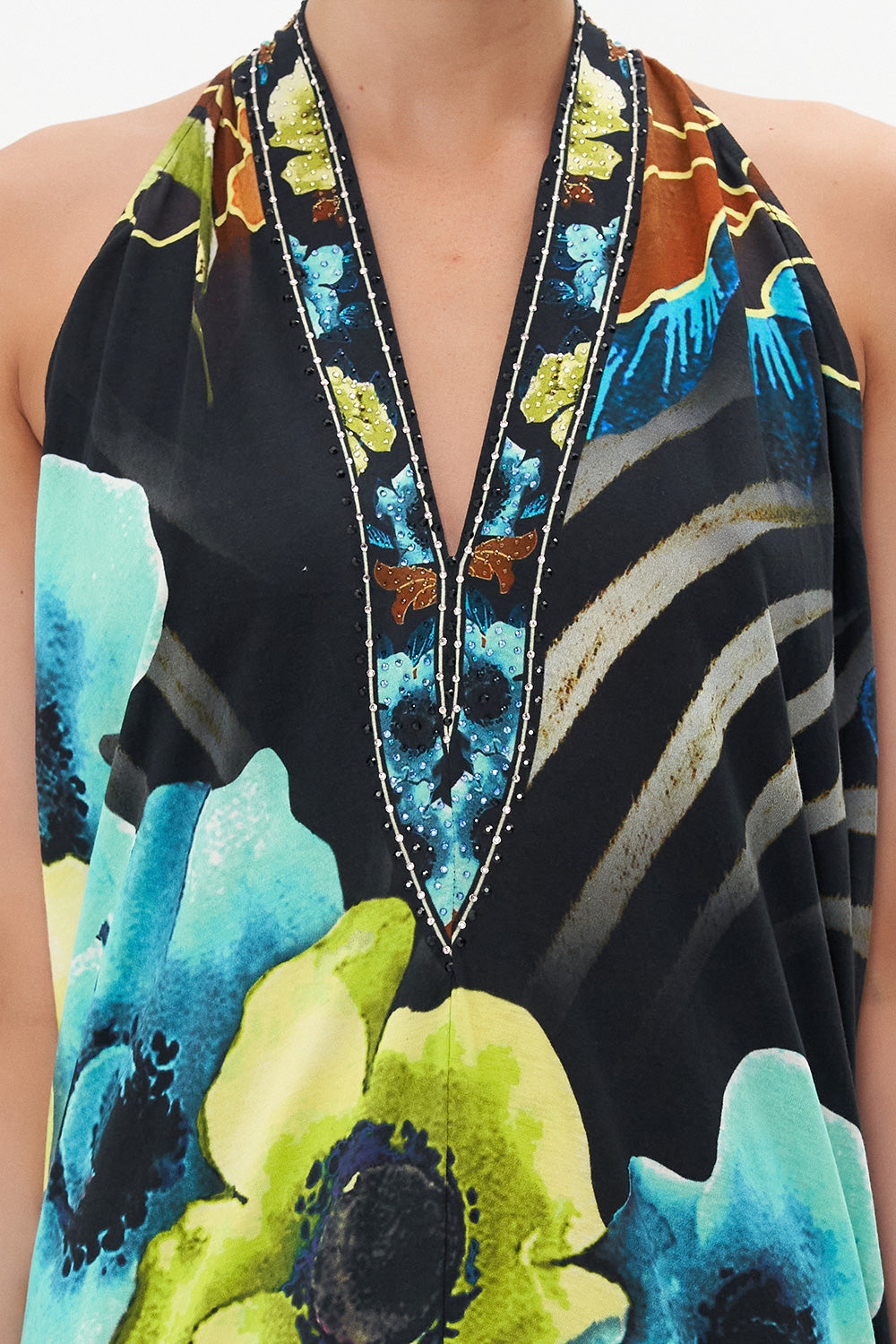 SIDE COWL JERSEY DRESS POPPY DIVINE