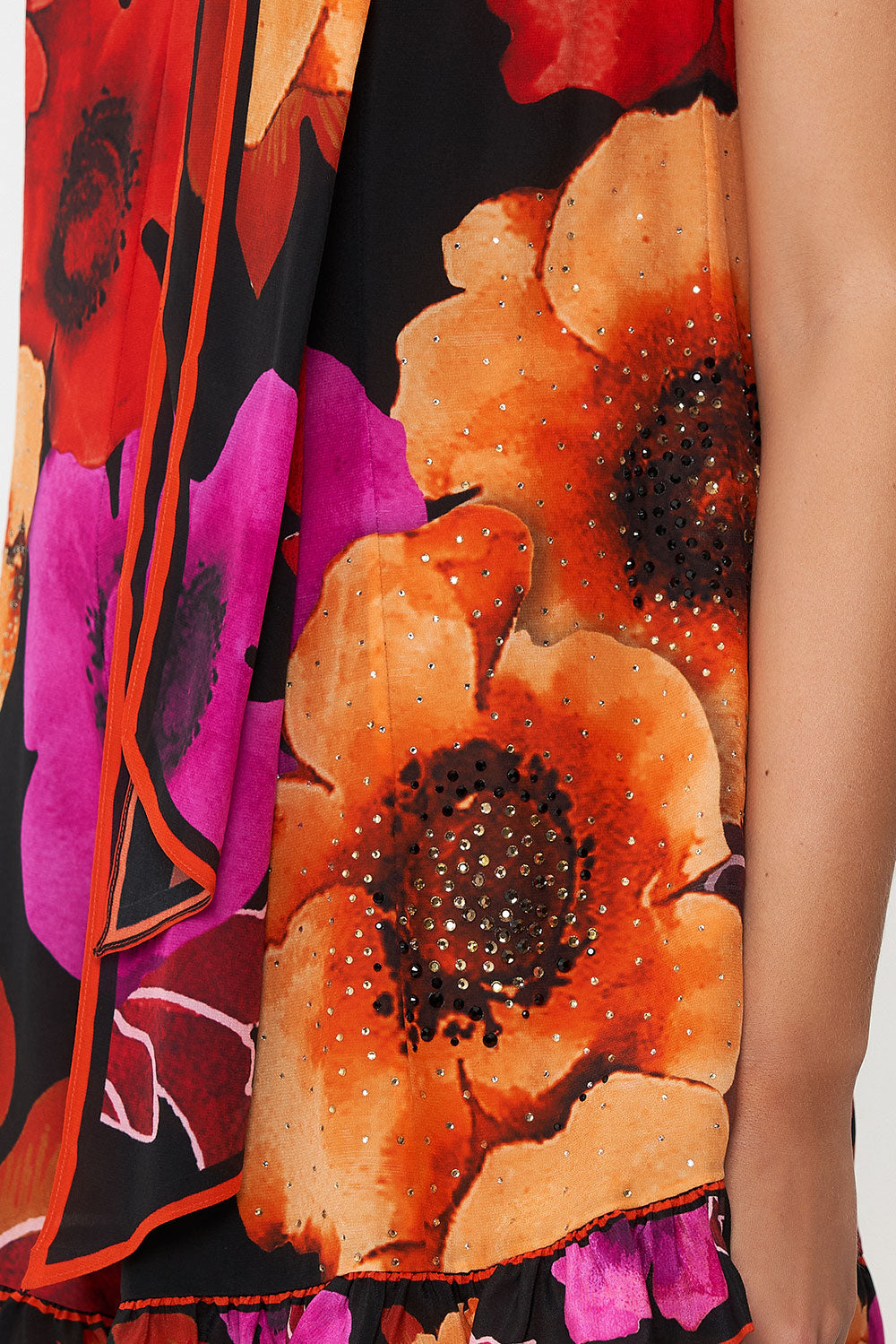 RUFFLE HEM PLAYSUIT MIDNIGHT POPPY