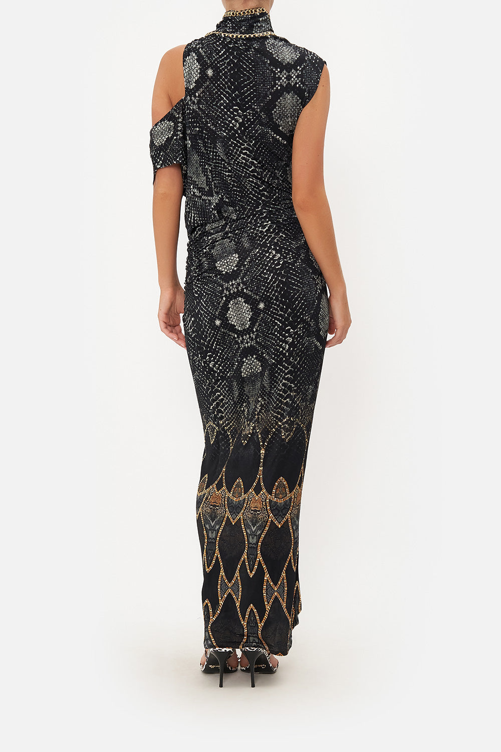 GATHERED COLUMN JERSEY DRESS WILD HORSES