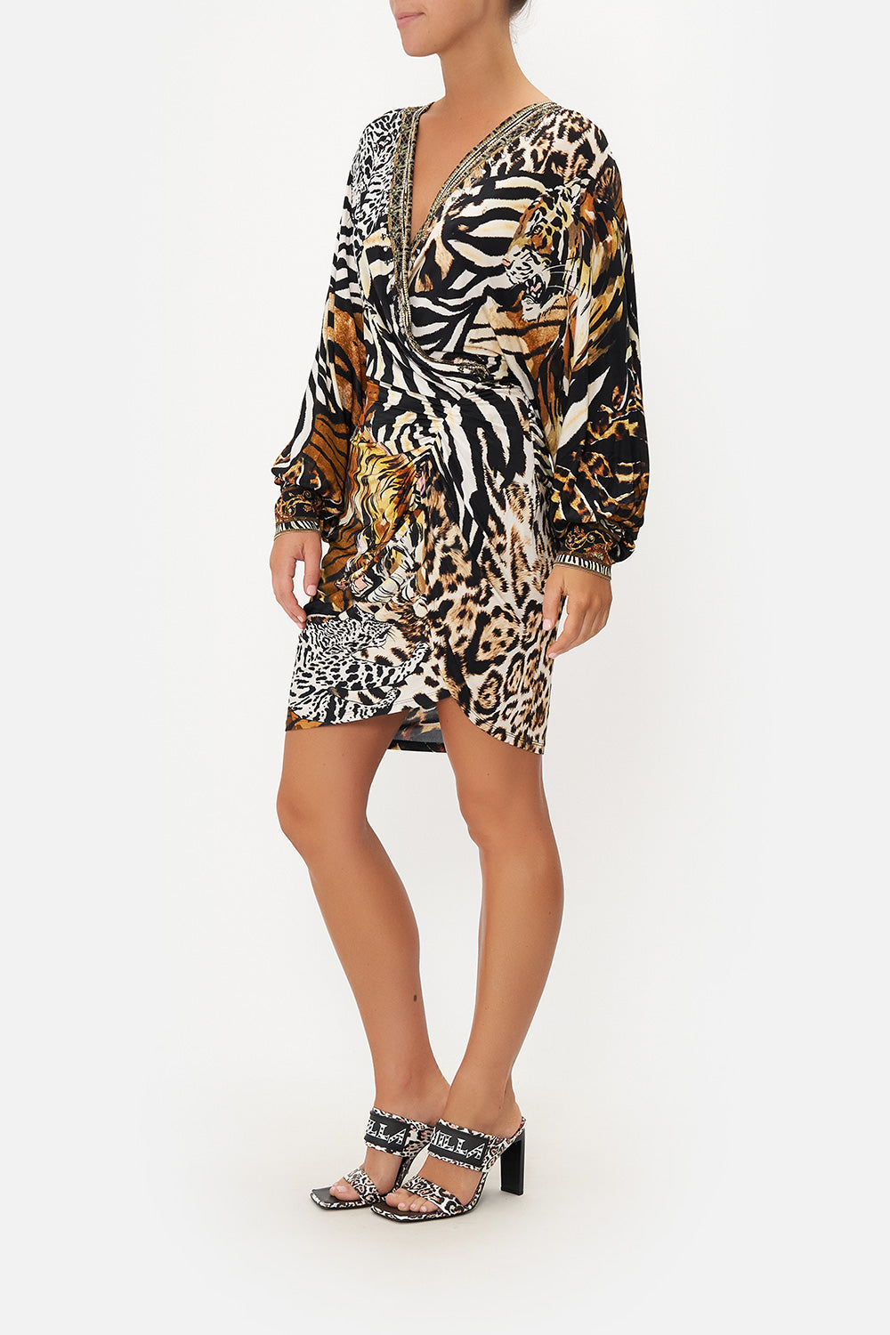 GATHERED MINI JERSEY DRESS WHATS NEW PUSSYCAT