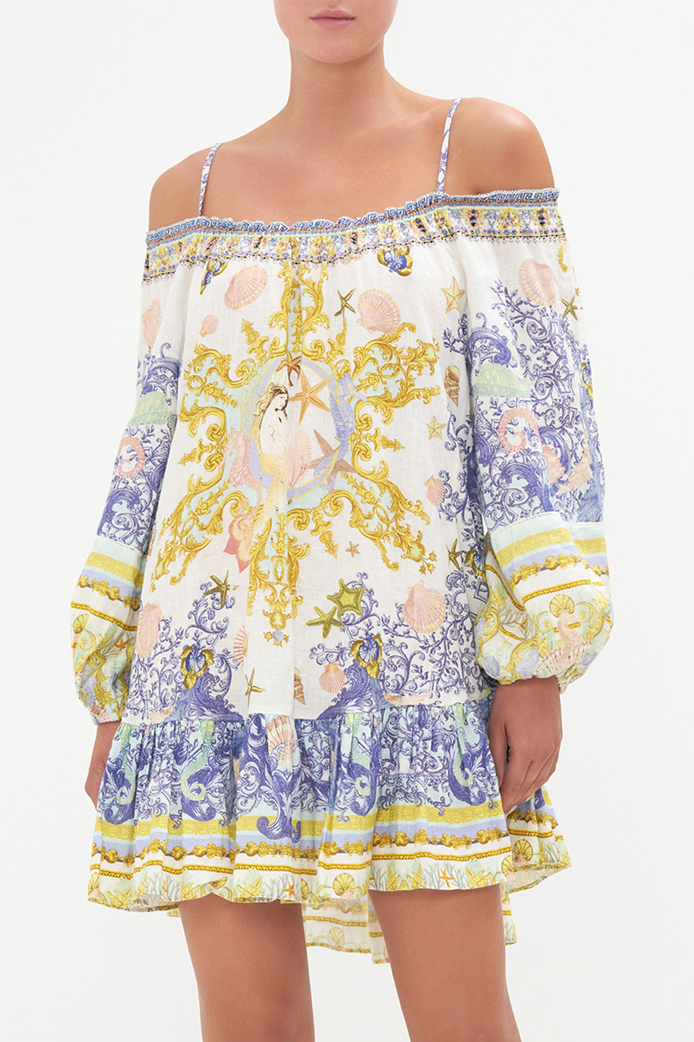 OFF SHOULDER DRESS WITH STRAPS STAR OF THE SEA