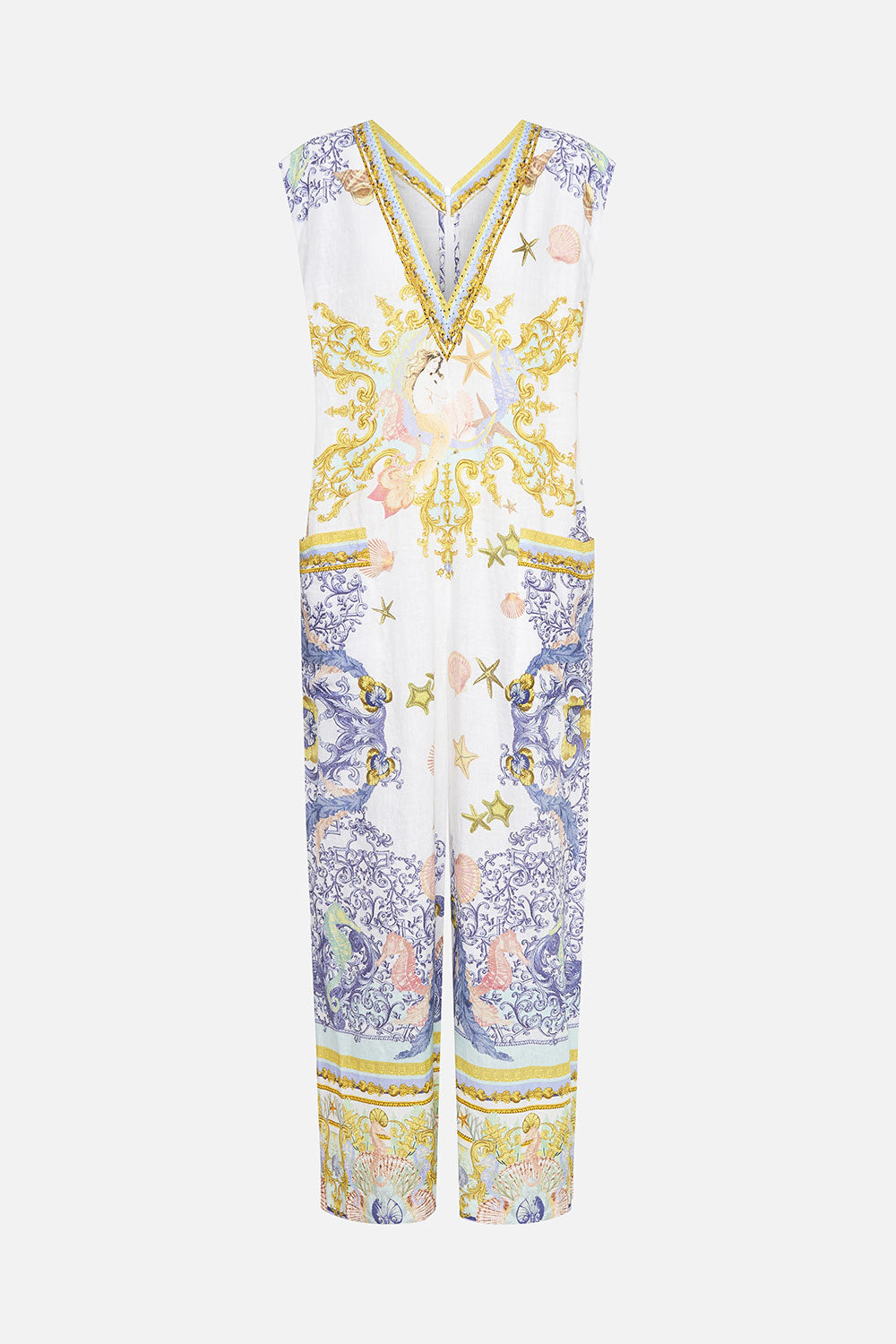 V NECK JUMPSUIT WITH PATCH POCKETS STAR OF THE SEA
