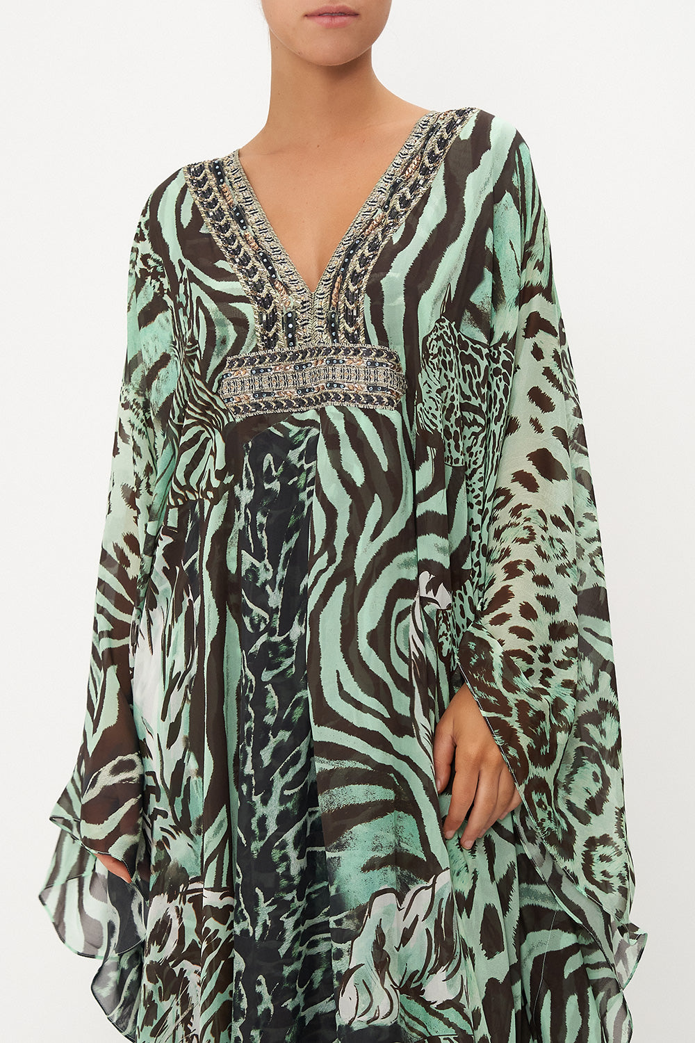 BELTED KAFTAN WITH ARM DETAIL LEOPARD LORE