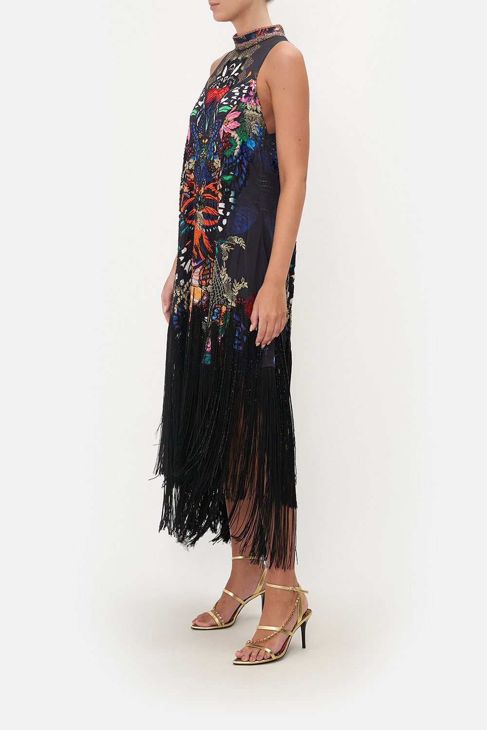 HIGH COLLAR SHIFT DRESS FLUTTER BY