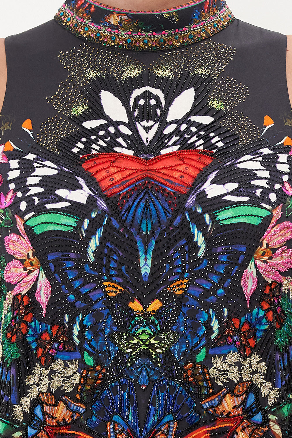 HIGH COLLAR SHIFT DRESS FLUTTER BY