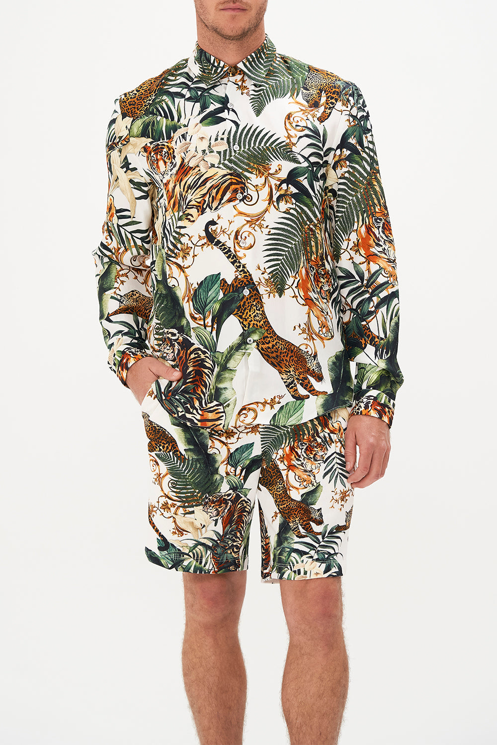 COLLARED LONG SLEEVE SHIRT TIGER TRAP